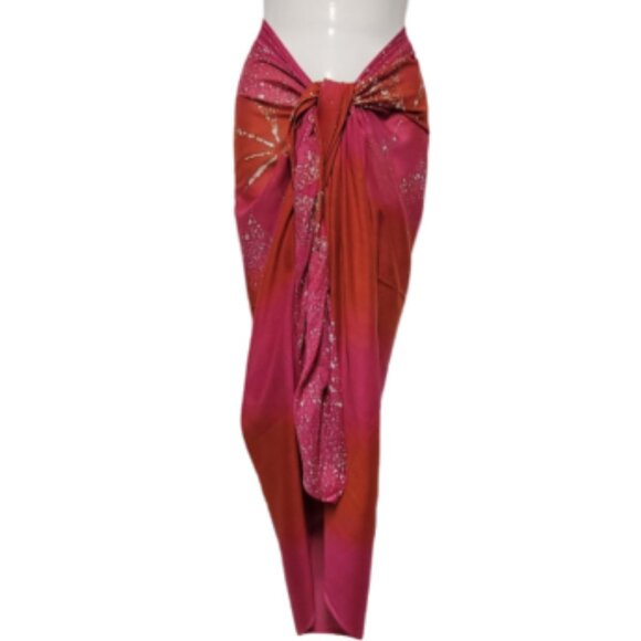 Womens Sarong Pareo Cotton Wrap HandPainted Batik Wrapskirt Beachwear -NEW - Picture 1 of 8